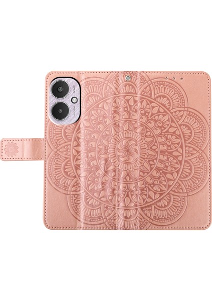 Xiaomi Redmi Için 13C 4G/13C 5g Kılıf Pu Deri Mandala Baskılı Telefon Kapağı-Gül Altın (Yurt Dışından) modelleri