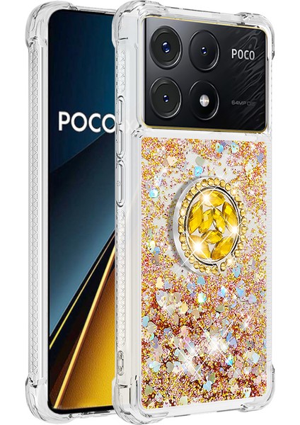 Xiaomi Poco X6 Pro 5g Kılıf Kickstand Tpu Telefon Kapağı-Altın/kalpler Için (Yurt Dışından) modelleri