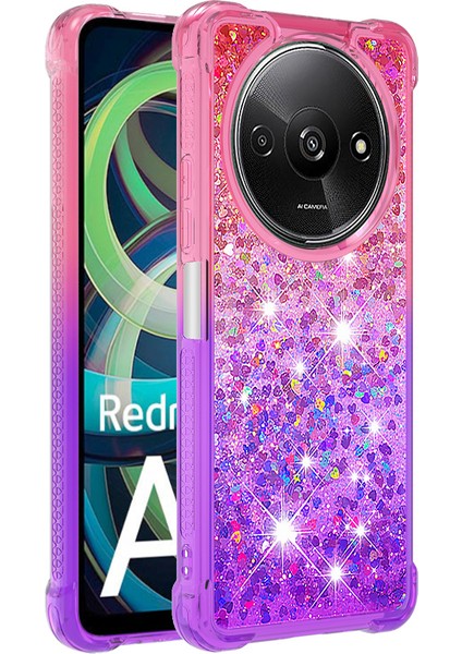 Xiaomi Redmi A3 Kılıf Sparkle Pullu Yumuşak Tpu Telefon Kapağı-Pembe + Mor (Yurt Dışından)