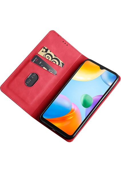 Xiaomi Redmi Note 13 5g Kılıf Pu Deri Kart Tutucu Skin-Touch Telefon Kapağı-Kırmızı (Yurt Dışından)