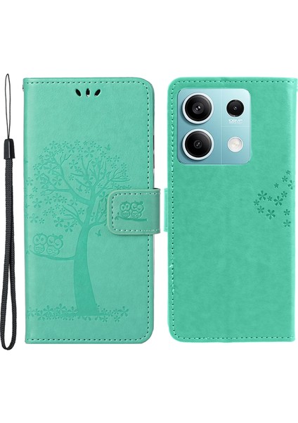 Xiaomi Redmi Note 13 Pro 5g Cep Telefonu Kılıfı Için Baskılı Düşme Önleyici Deri Cüzdan Kapağı-Cyan (Yurt Dışından)