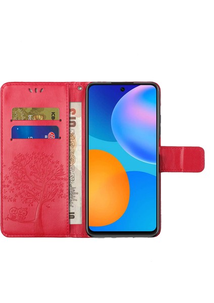 Xiaomi Redmi Note 13 Pro 5g Cep Telefonu Kılıfı Baskılı Düşme Önleyici Deri Cüzdan Kapağı-Kırmızı (Yurt Dışından)