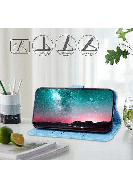 Xiaomi Redmi Note 13 Pro 5g Kılıf Pu Deri Cüzdan Koruyucu Kapak-Bebek Mavisi (Yurt Dışından)