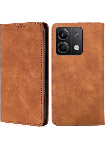 Xiaomi Redmi Note 13 5g Kılıf Pu Deri Kart Tutucu Skin-Touch Telefon Kapağı-Açık Kahverengi Için (Yurt Dışından)