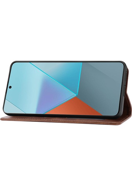 Xiaomi Redmi Note 13 Pro 5g Deri Kılıf Mutlu Kedi Desenli Katlanır Stand Telefon Kapağı-Kahverengi (Yurt Dışından) modelleri