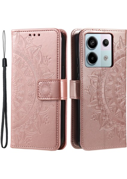 Xiaomi Redmi Note 13 Pro 5g Kılıf Mandala Çiçek Deri Cüzdan Kapak-Gül Altın Için (Yurt Dışından)