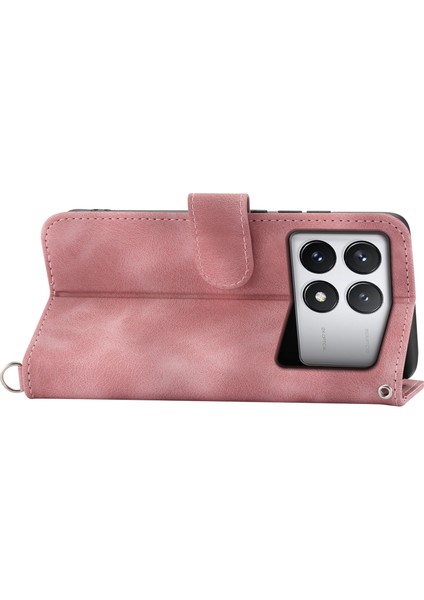 Xiaomi Redmi K70E 5g Crossbody Deri Kapak Çiçek Desenli Cüzdan Kılıf 2 Askılı-Pembe (Yurt Dışından) modelleri