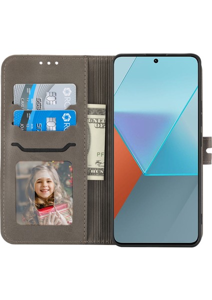 Xiaomi Redmi Note 13 5g Telefon Kılıfı Mutlu Kedi Desenli Cüzdan Kapak Çevirin-Gri (Yurt Dışından) fiyatları