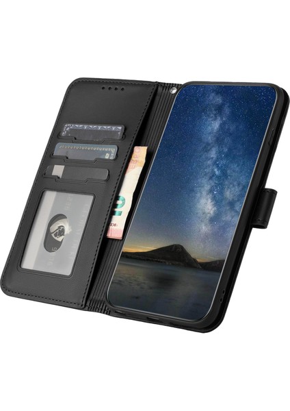 Xiaomi Redmi Note 13 4g Cüzdan Kılıf Çiçek Desenli Baskılı Deri Telefon Kapağı-Siyah (Yurt Dışından)