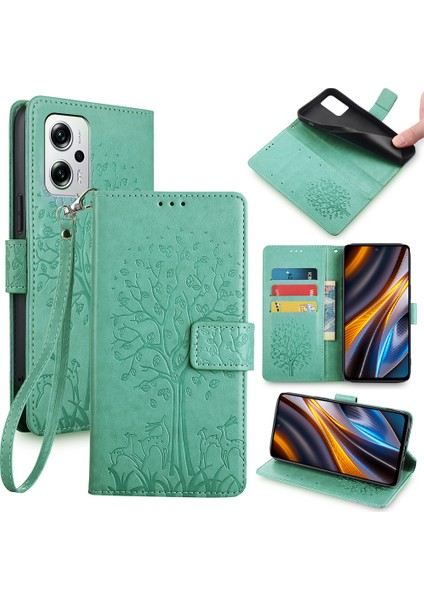 Xiaomi Redmi Note 11T Pro 5g Kılıf Anti-Damla Deri Telefon Kabuğu-Yeşil Için (Yurt Dışından)