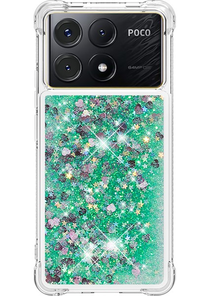 Xiaomi Poco X6 Pro 5g Tpu Kılıf Quicksand Telefon Arka Kapak-Yeşil/kalpler Için (Yurt Dışından) modelleri