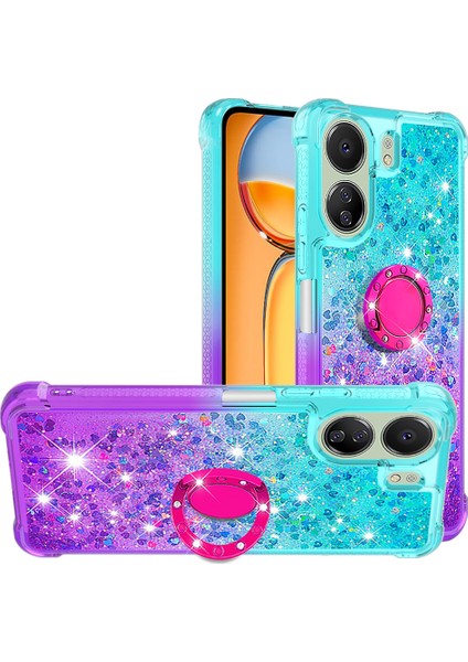 Xiaomi Redmi 13C 4g Kılıf Kickstand Tpu Telefon Kapağı-Mavi+Mor Için (Yurt Dışından)