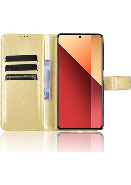 Xiaomi Poco M6 Pro 4g Kılıf Standı Bilek Kayışı Telefon Kapağı Crazy Horse Doku-Altın (Yurt Dışından)