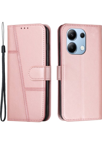 Xiaomi Redmi Için Not 13 4g Kılıf Pu Deri + Tpu Standı Manyetik Kapatma Darbeye Dayanıklı Telefon Kapağı-Gül Altın (Yurt Dışından)