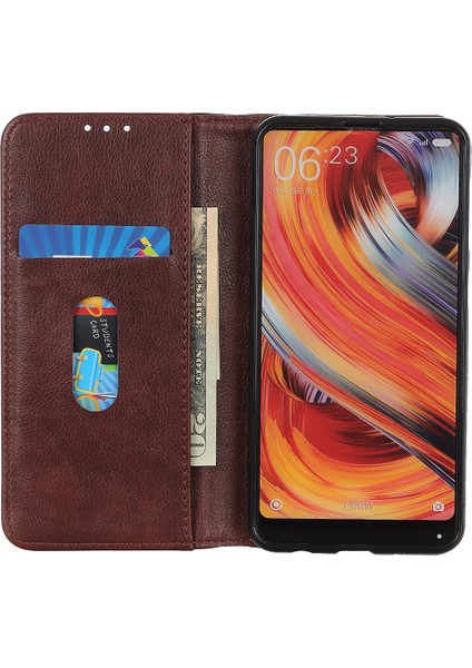 Xiaomi Redmi K70E 5g Kılıf Cüzdan Bölünmüş Deri Litchi Doku Telefon Kapağı-Kahverengi (Yurt Dışından) modelleri
