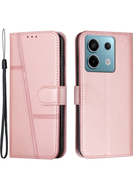 Xiaomi Redmi Note 13 Pro 4g Cüzdan Kılıf Pu Deri Flip Telefon Kapağı-Gül Altın Için (Yurt Dışından)