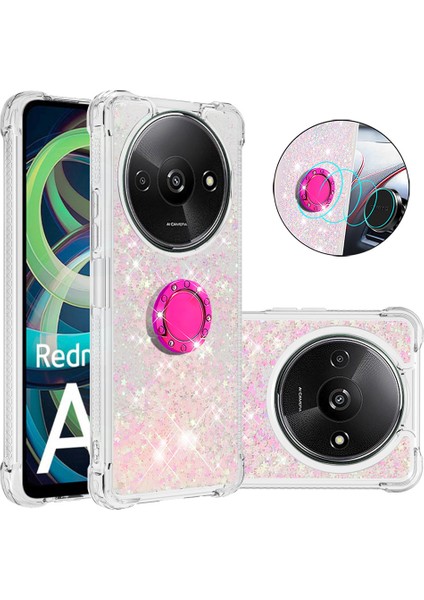 Xiaomi Redmi Için A3 Kılıf Yüzen Payetler Kickstand Tpu Telefon Kapağı-Pembe/pentagram (Yurt Dışından)