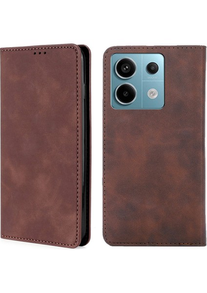 Xiaomi Redmi Note 13 Pro 5g Kılıf Pu Deri Kart Tutucu Skin-Touch Telefon Kapağı-Koyu Kahverengi Için (Yurt Dışından)