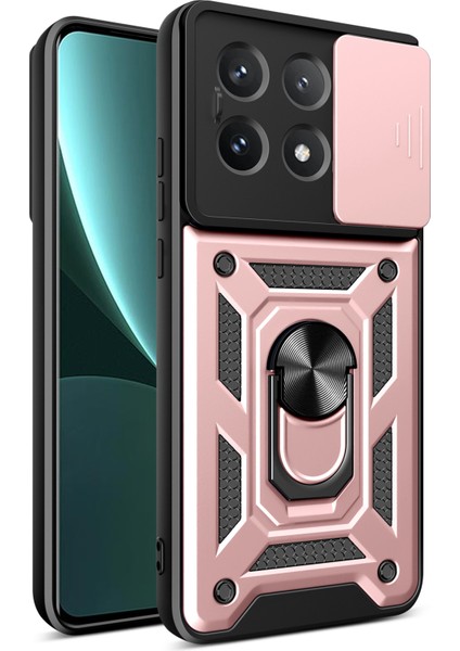 Xiaomi Poco X6 Pro 5g Kılıf Pc + Tpu Anti-Damla Telefon Kapağı, Slayt Lensli Pencere-Gül Altın (Yurt Dışından)