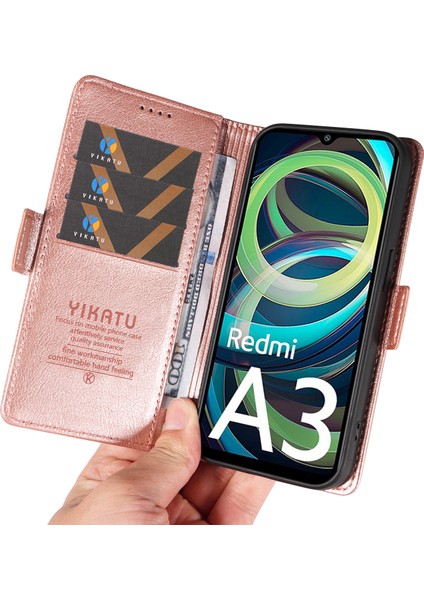 Xiaomi Redmi Için A3 Cüzdan Kılıf Pu Deri + Tpu Iç Koruyucu Telefon Kapağı-Gül Altın (Yurt Dışından) fiyatları
