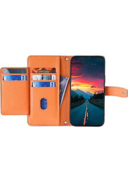 Xiaomi Redmi Note 12 Pro+ 5g Telefon Kılıfı Fermuarlı Cep Çevirme Standı Kapak-Turuncu (Yurt Dışından) fiyatları