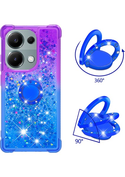 Xiaomi Redmi Note 13 Pro 4g Kılıf Halkası Kickstand Quicksand Telefon Kapağı-Mor+Mavi Için (Yurt Dışından) fiyatları