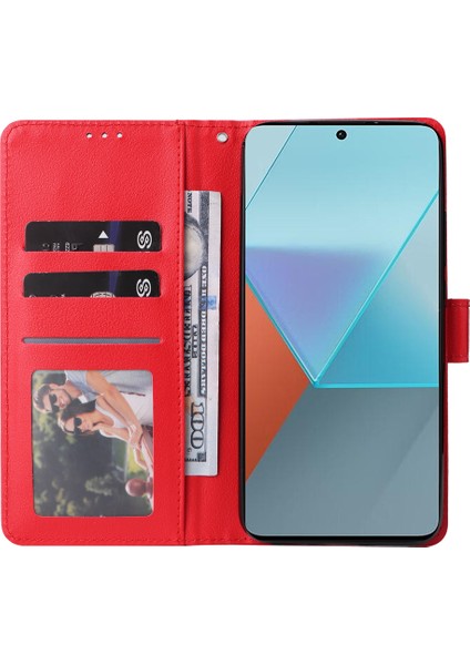 Xiaomi Redmi Note 13 Pro 5g Telefon Kılıfı Cüzdan Standlı Deri Kapak-Kırmızı (Yurt Dışından) modelleri