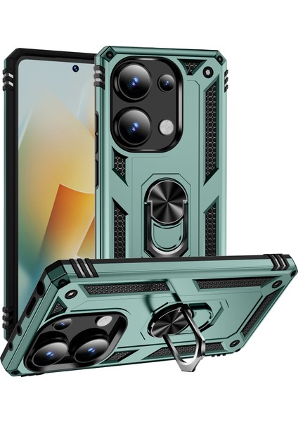 Xiaomi Redmi Note 13 Pro 4g Kılıf Anti-Drop Pc+Tpu Kickstand Telefon Kapağı-Siyahımsı Yeşil (Yurt Dışından)