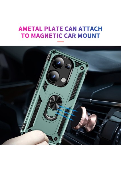 Xiaomi Redmi Note 13 Pro 4g Kılıf Anti-Drop Pc+Tpu Kickstand Telefon Kapağı-Siyahımsı Yeşil (Yurt Dışından) fiyatları