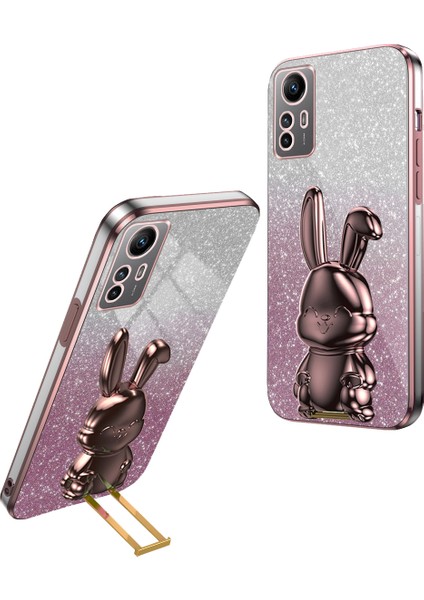 Xiaomi Redmi Note 12S 4g Anti-Şok Telefon Kılıfı Için Glitter Pull-Out Kickstand Pc + Tpu Kapak-Pembe (Yurt Dışından)