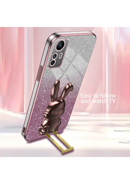 Xiaomi Redmi Note 12S 4g Anti-Şok Telefon Kılıfı Için Glitter Pull-Out Kickstand Pc + Tpu Kapak-Pembe (Yurt Dışından) modelleri