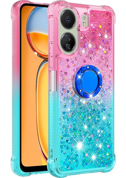 Xiaomi Redmi 13C 4g Kılıf Kickstand Tpu Telefon Kapağı-Pembe + Mavi Için (Yurt Dışından) modelleri