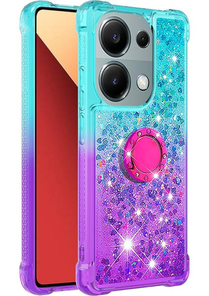 Xiaomi Redmi Note 13 Pro 4g Kılıf Yüzük Kickstand Quicksand Telefon Kapağı-Mavi + Mor (Yurt Dışından)