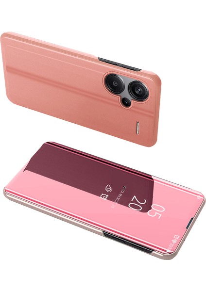 Xiaomi Redmi Note 13 Pro+ 5g Kılıf Görünüm Penceresi Için Pu Deri + Pc Galvanik Telefon Kapağı-Gül Altın (Yurt Dışından)