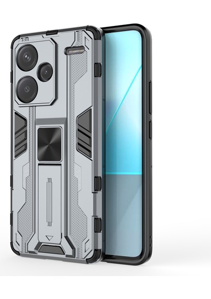 Xiaomi Redmi Note 13 Pro+ 5g Kılıf Pc + Tpu Çift Katmanlı Kickstand Telefon Kapağı-Gri (Yurt Dışından)