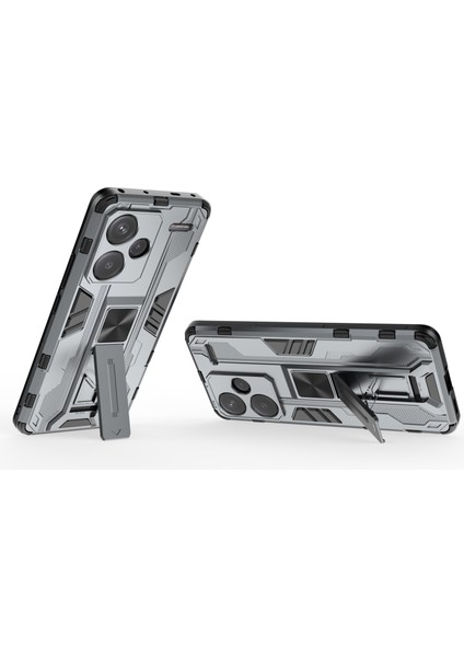 Xiaomi Redmi Note 13 Pro+ 5g Kılıf Pc + Tpu Çift Katmanlı Kickstand Telefon Kapağı-Gri (Yurt Dışından) modelleri