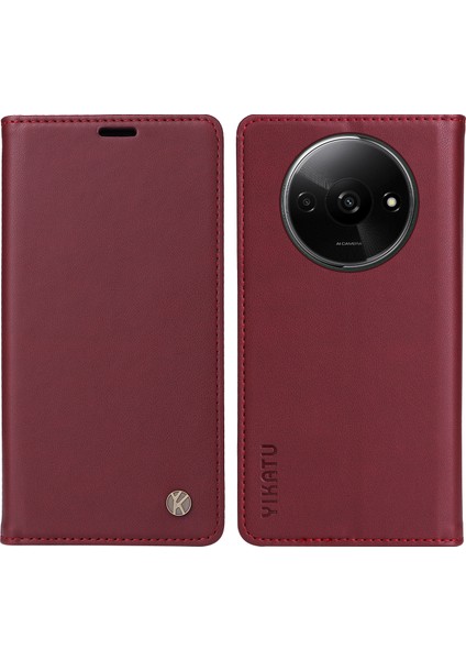 Xiaomi Redmi Için A3 Kılıf Gizli Manyetik Adsorpsiyon Deri Telefon Kapağı-Şarap Kırmızısı (Yurt Dışından)