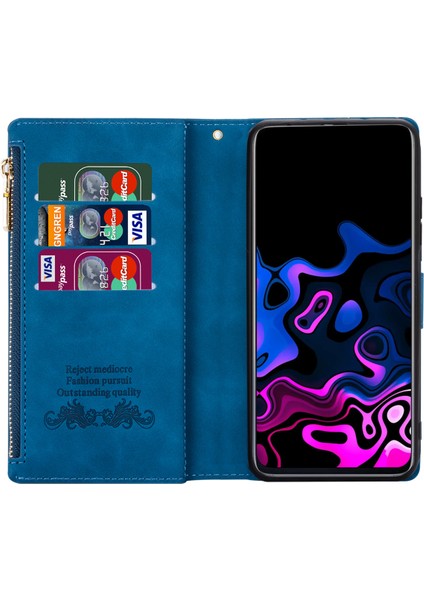 Xiaomi Redmi Note 13 Pro 5g Cep Telefonu Kılıfları Için Renk Ekleme Fermuarlı Cep Kapağı-Mavi (Yurt Dışından)