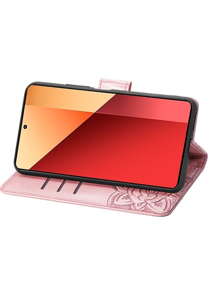 Xiaomi Redmi Note 13 Pro 4g Telefon Kılıfı Kart Tutuculu Kelebek Baskılı Kapak-Gül Altın (Yurt Dışından) modelleri