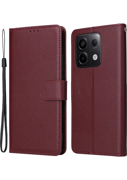 Xiaomi Redmi Note 13 Pro 5g Telefon Kılıfı Cüzdan Standı Deri Kapak-Şarap Kırmızısı (Yurt Dışından)