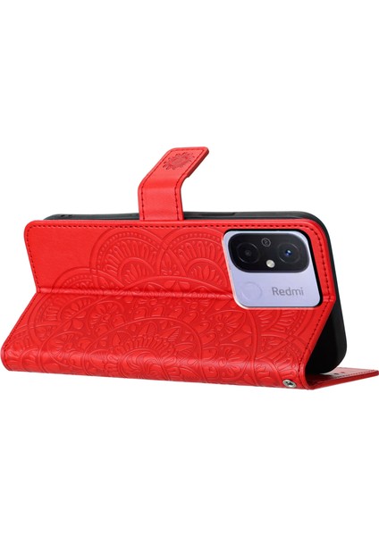 Xiaomi Redmi 12C 4g Kılıf Folio Pu Deri Kapak Çevirin, 3 Kart Yuvalı Stand-Kırmızı (Yurt Dışından) modelleri