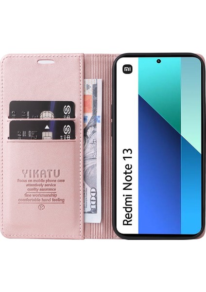 Xiaomi Redmi Note 13 4g Kılıf Cüzdan Telefon Kapağı Manyetik Kapanış-Gül Altın Için (Yurt Dışından)