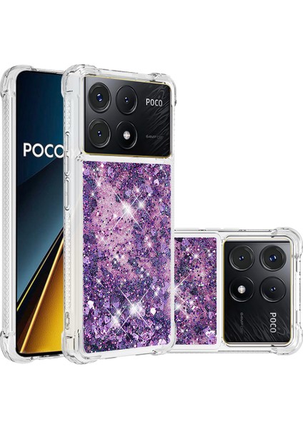 Xiaomi Poco X6 Pro 5g Tpu Kılıf Quicksand Telefon Arka Kapak-Koyu Mor/kalpler Için (Yurt Dışından)