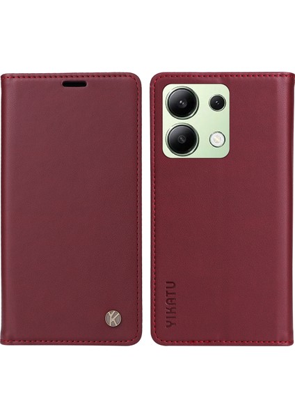 Xiaomi Redmi Note 13 4g Kılıf Cüzdan Telefon Kapağı Manyetik Kapanış-Şarap Kırmızısı Için (Yurt Dışından)