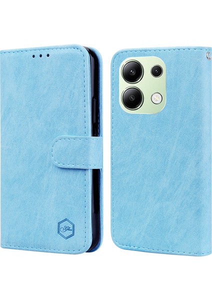 Xiaomi Redmi Note 13 4g Kılıf Folio Stand Görünümü Pu Deri Telefon Kapağı-Bebek Mavisi Için (Yurt Dışından)