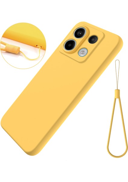 Xiaomi Poco X6 5g Kılıf Askılı Sıvı Silikon Telefon Arka Kapak-Sarı (Yurt Dışından)