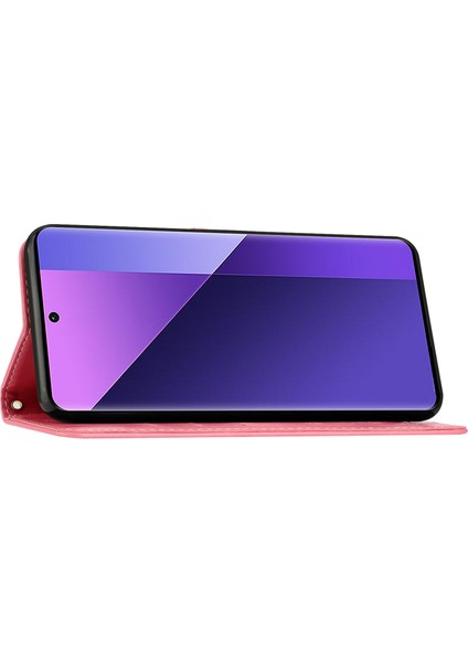 Xiaomi Redmi Note 13 4g Kılıf Cüzdan Standı Kelebek Deri Flip Telefon Kapağı-Pembe (Yurt Dışından)