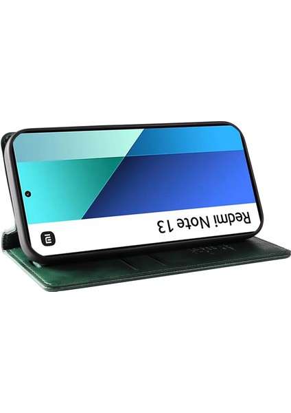 Xiaomi Redmi Note 13 4g Deri Kılıf Manyetik Kapanış Litchi Doku-Mavi Için (Yurt Dışından)