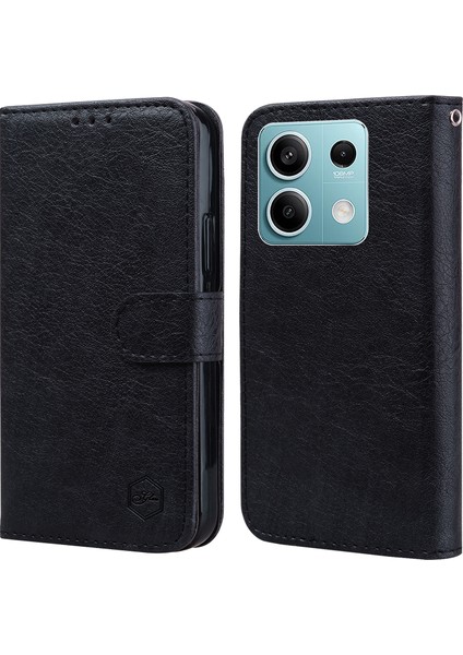 Xiaomi Redmi Note 13 5g Kılıf Düz Renk Deri Folyo Cüzdan Telefon Kapağı-Siyah (Yurt Dışından)