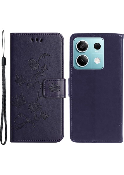 Xiaomi Redmi Note 13 Pro 5g Kılıf Baskılı Darbeye Dayanıklı Deri Cüzdan Telefon Kapağı-Koyu Mor (Yurt Dışından)